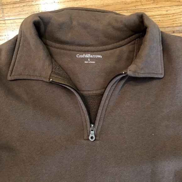 Croft & Barrow pullover sweatshirt with collar & front zipper, Large - Picture 3 of 7